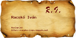 Racskó Iván névjegykártya